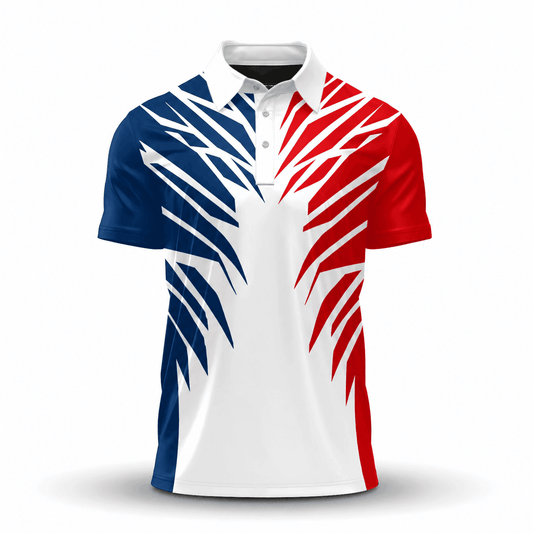 2027  Red Blue White Men Polo Shirt