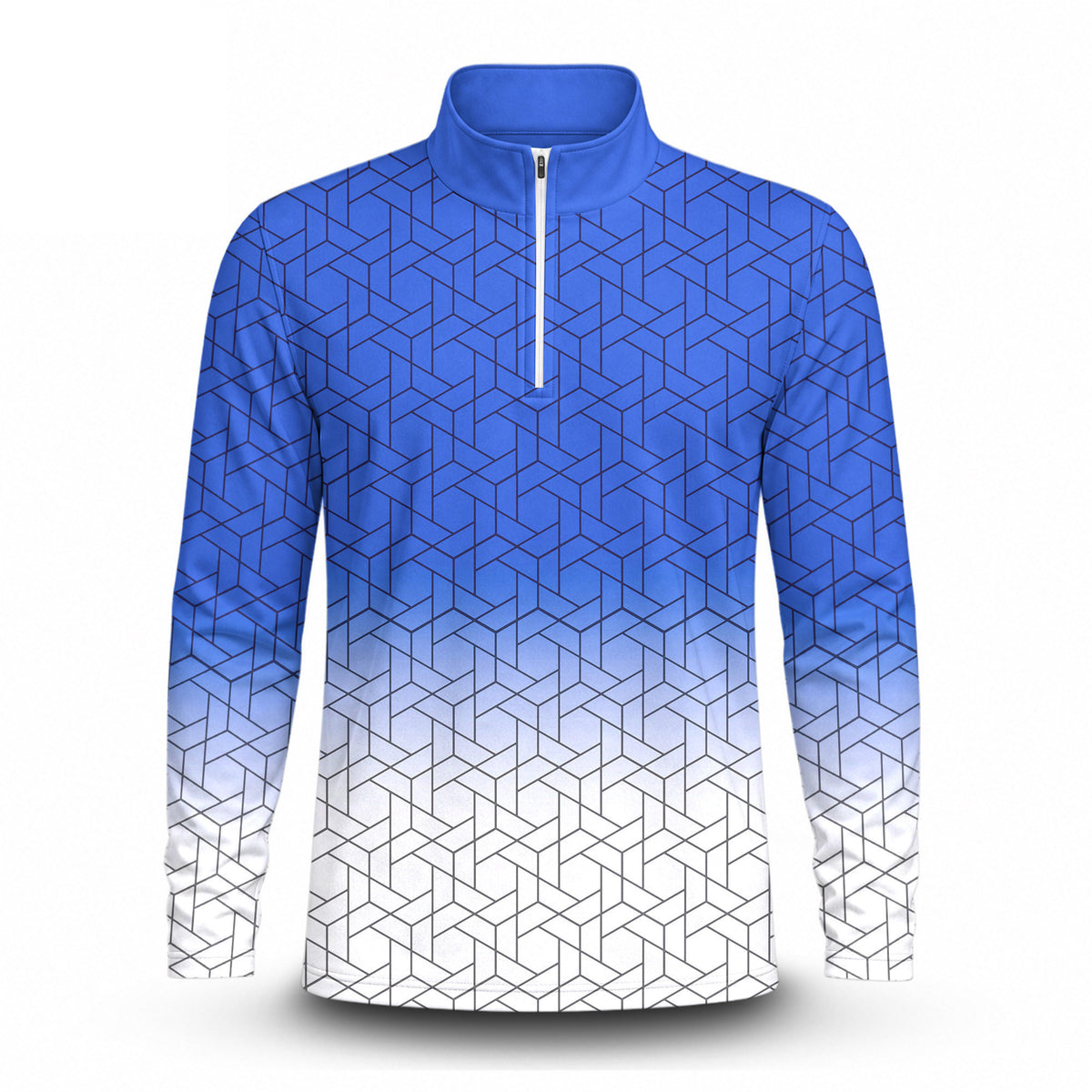 Blue White Cube  Men Quarter-zip Pullover