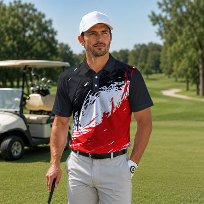 Red Black Paint Sporty 2026 Men Polo Shirt