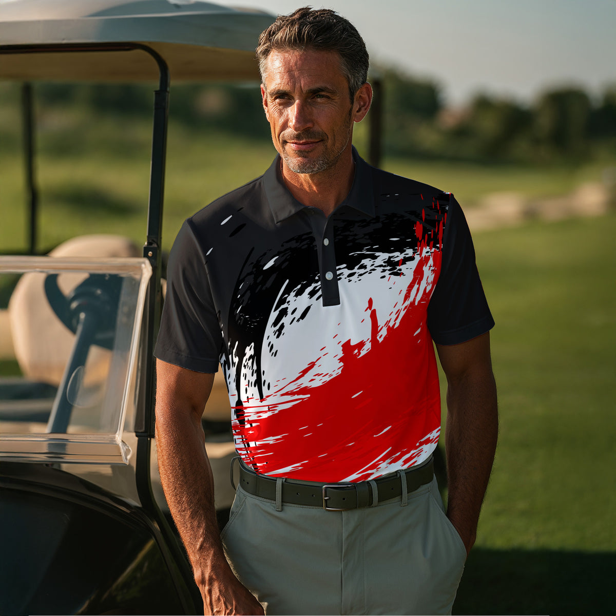 Red Black Paint Sporty 2026 Men Polo Shirt