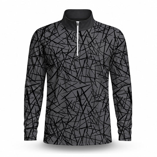 Black Grey 2027  Sporty Men Quarter-zip Pullover