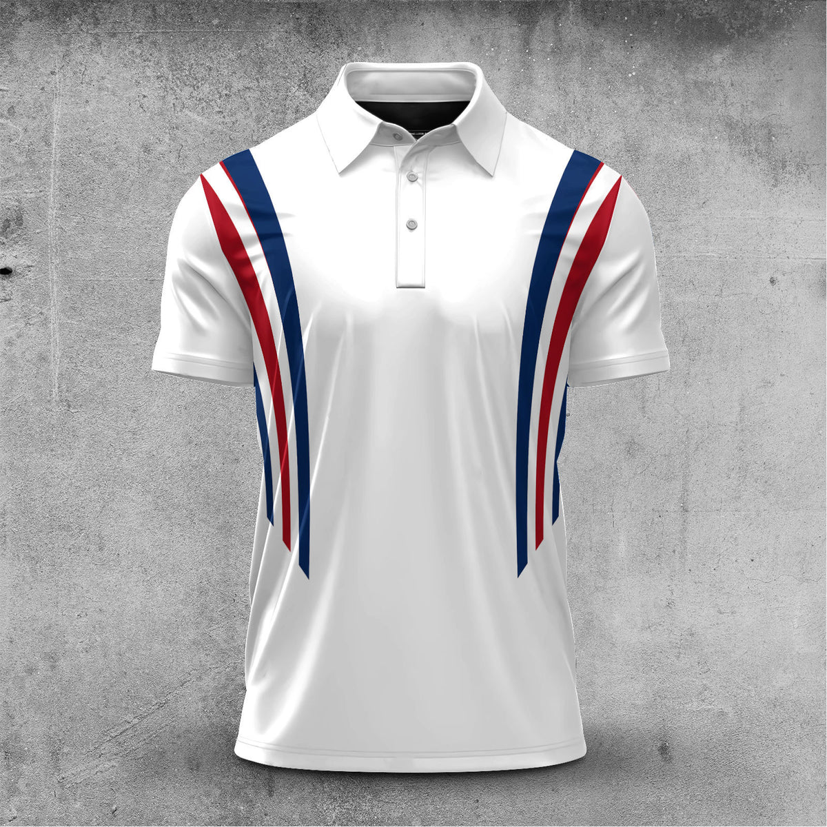 2026 Red Blue Lines White Men Polo Shirt