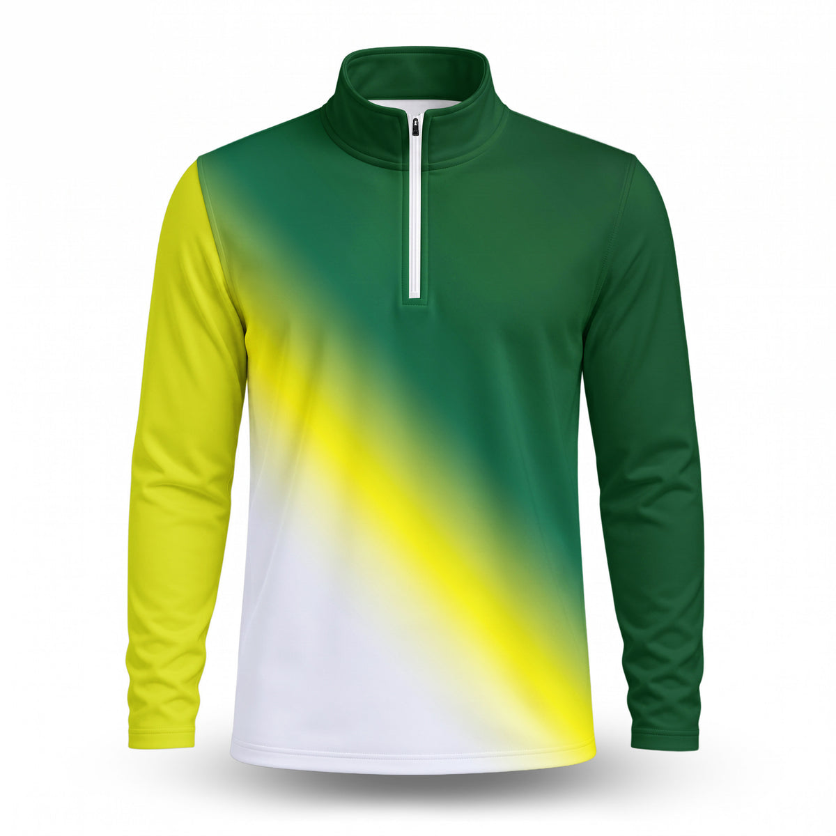 Ombre Green Yellow  Men Quarter-zip Pullover
