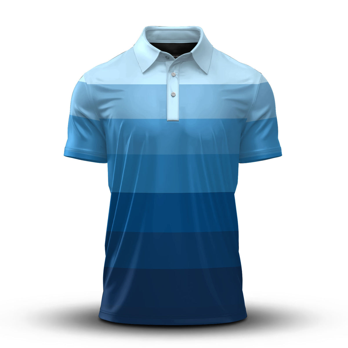 Gradient Blue Horizontal Lines Men Polo Shirt