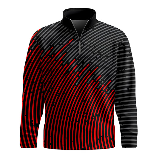 Circular Pattern Black Red 2026  Men Quarter-zip Pullover