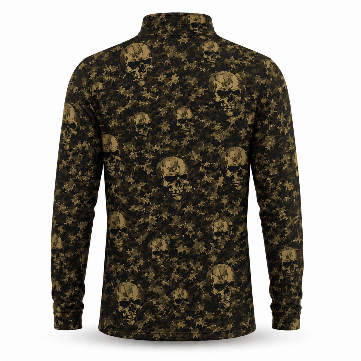 Camo Skull Seamles Pattern Men Quarter-zip Pullover