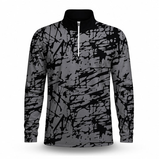 Black Grey Scratch 2027 Men Quarter-zip Pullover