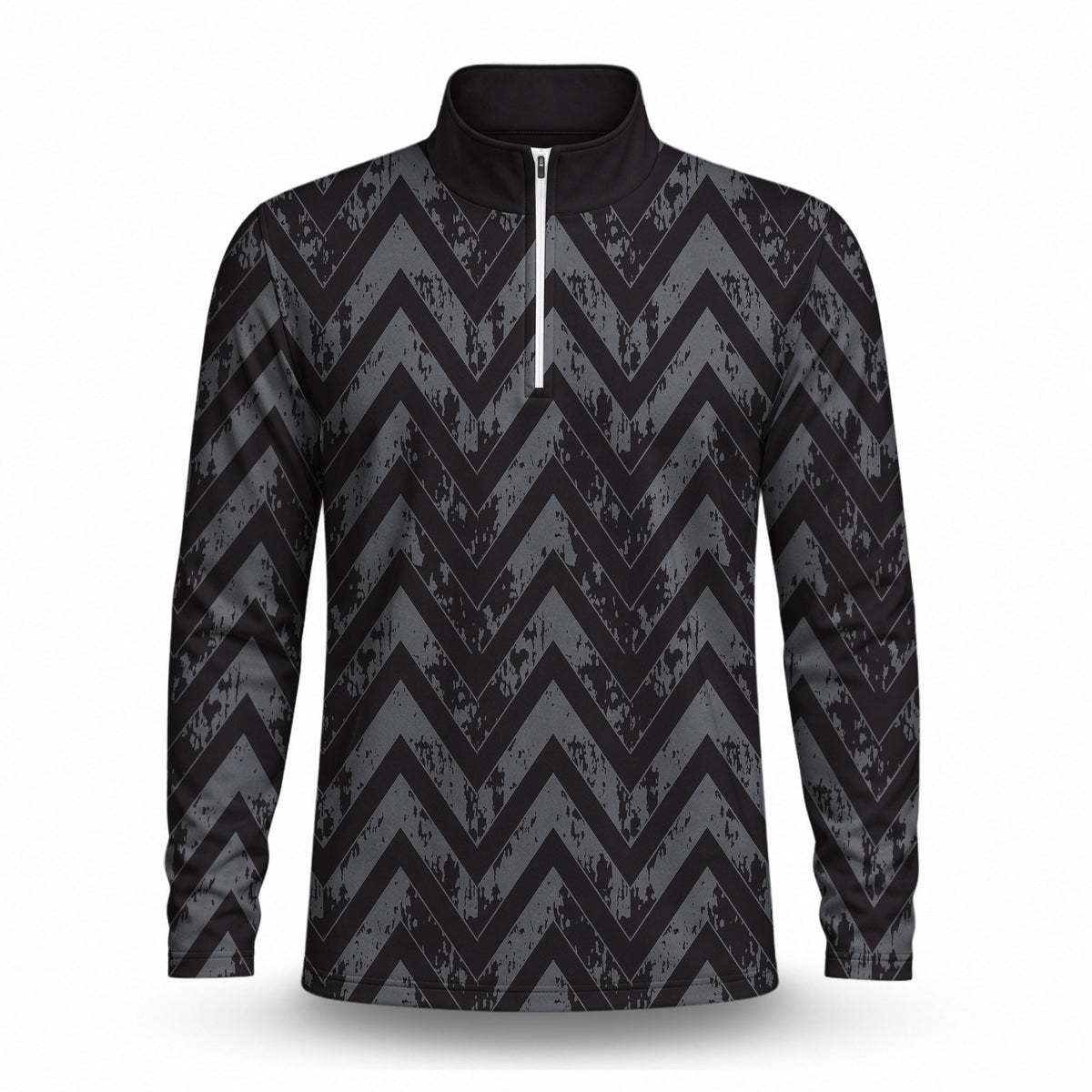 Black Grey Men Quarter-zip Pullover