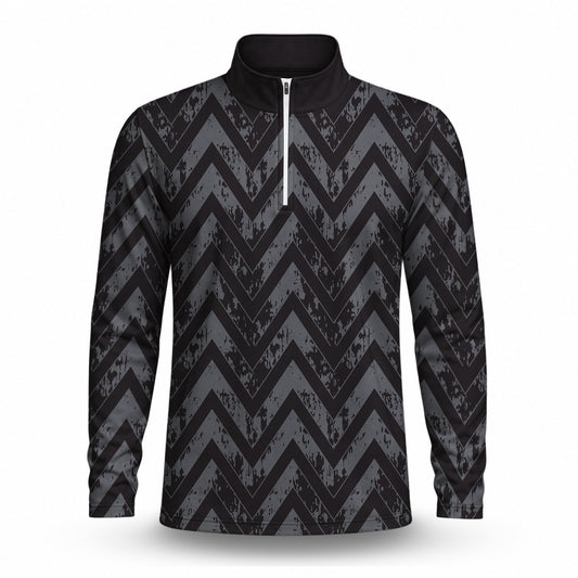 Black Grey Men Quarter-zip Pullover