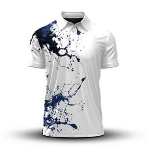 2027  Blue Spilled Paint Color Men Polo Shirt