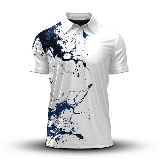 2027  Blue Spilled Paint Color Men Polo Shirt