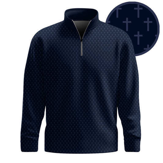 Blue Cross 2026  Pattern Men Quarter-zip Pullover