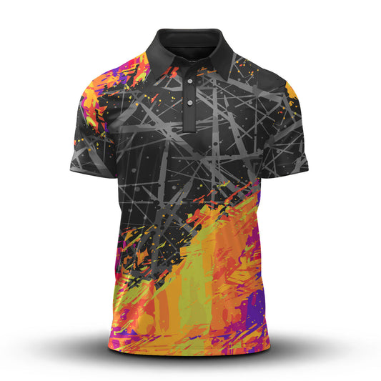 Loud Black Orange Galaxy  Men Polo Shirt