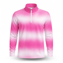 Ombre Pink White  Men Quarter-zip Pullover