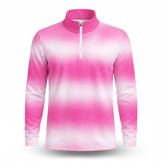 Ombre Pink White  Men Quarter-zip Pullover