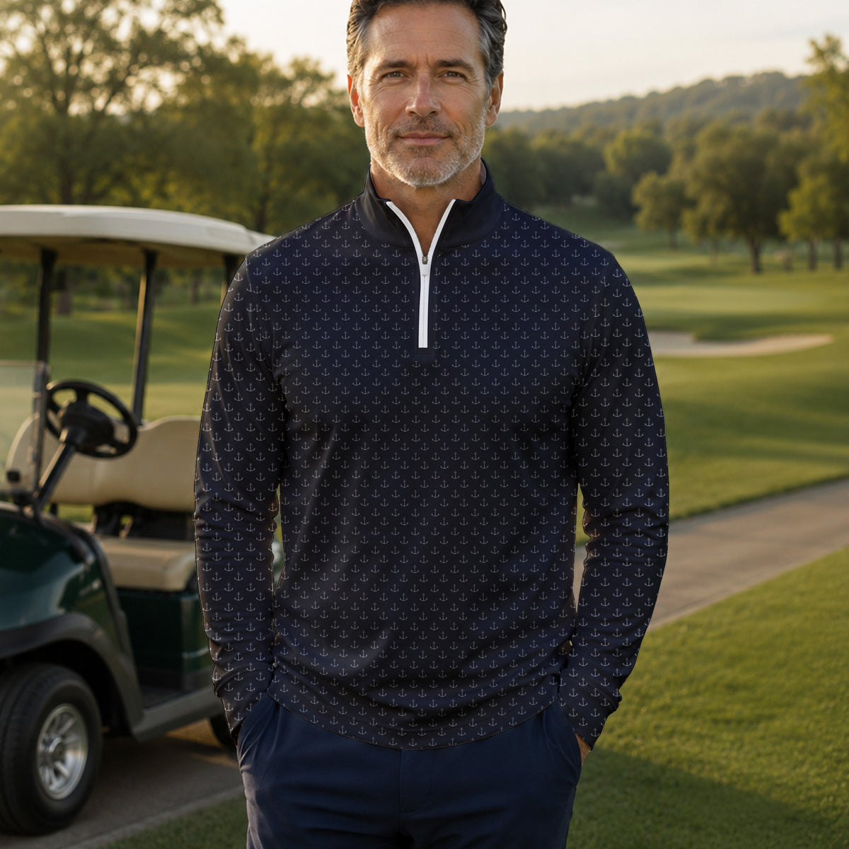 Black Anchor 2026  Men Quarter-zip Pullover New MK