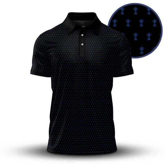 2027  Trophy Pattern Blue Black Men Polo Shirt