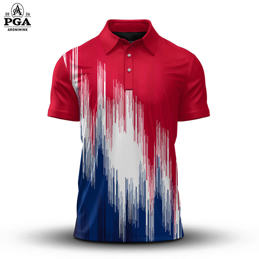 Red Blue White Sporty 2026  Men Polo Shirt