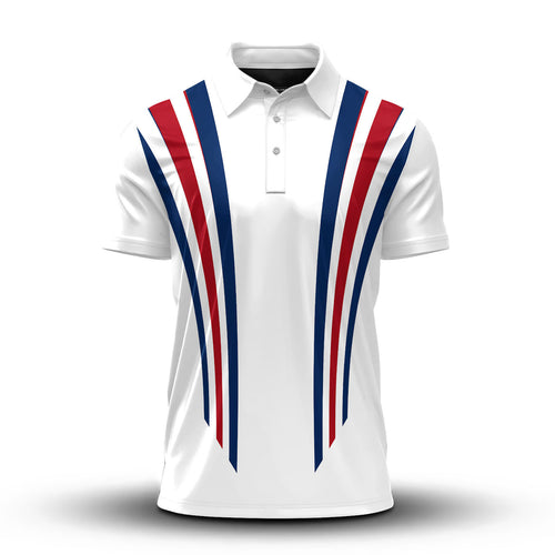 2026 Red Blue Lines White Men Polo Shirt