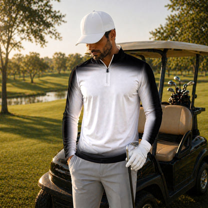 Gradient Black And White 2027  Men Quarter-zip Pullover