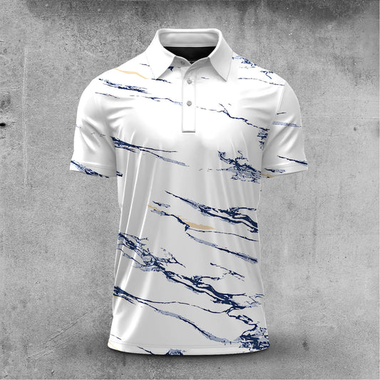 Blue Marble Pattern  Men Polo Shirt