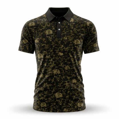Camo Skull Seamles Pattern Men Golf Polo Shirt