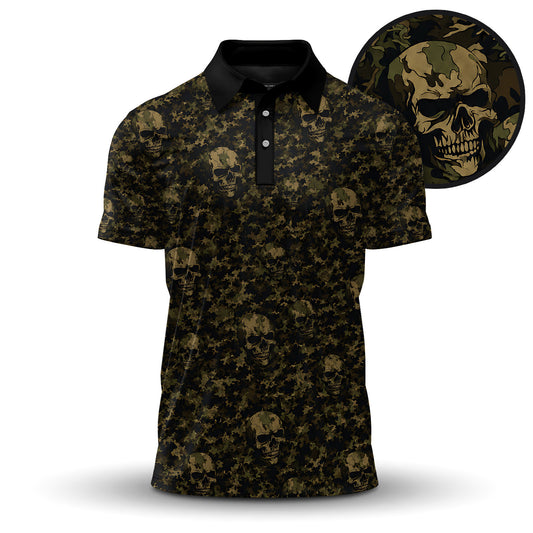Camo Skull Seamles Pattern Men Golf Polo Shirt