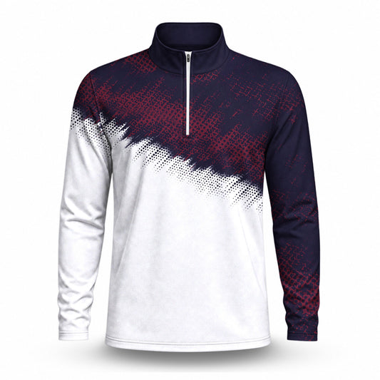 Red Blue Sport 2027  Men Quarter-zip Pullover
