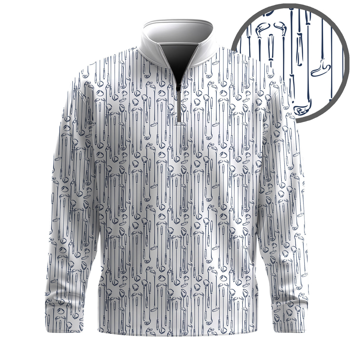 Blue Golf Clubs Pattern 2026  Men Quarter-zip Pullover