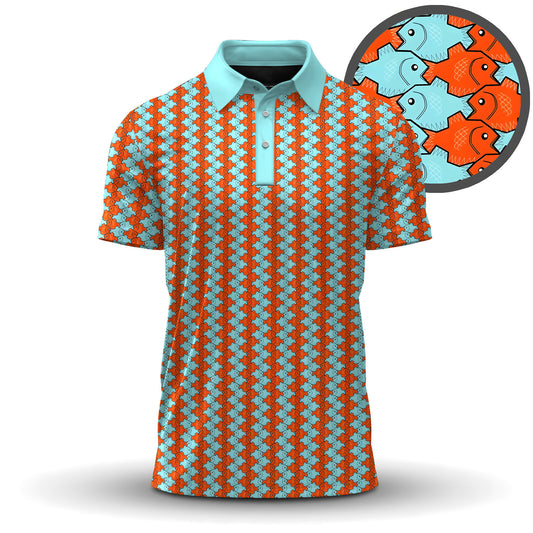 Closely Packed Fish Pattern 2026  Men Polo Shirt