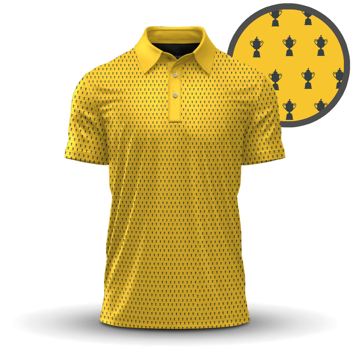 Yellow And Blue 2027 Trophy Pattern Men Polo Shirt
