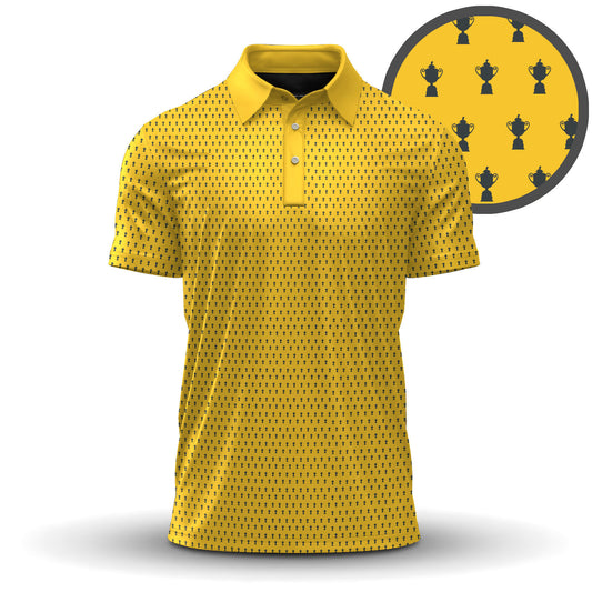 Yellow And Blue 2027 Trophy Pattern Men Polo Shirt