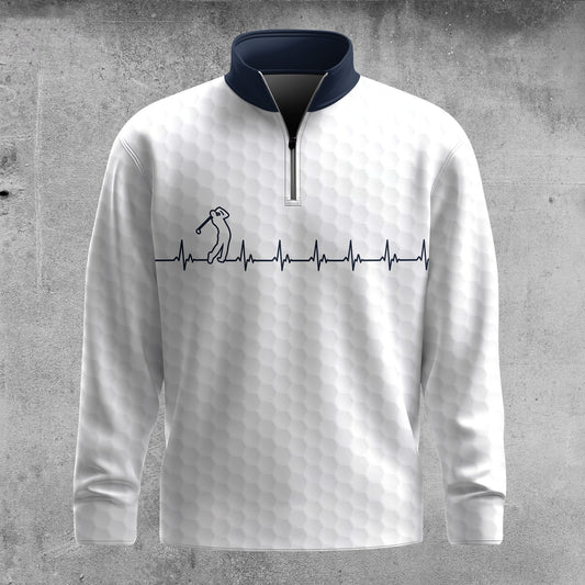 Heart Beat Golf Blue Men Quarter-zip Pullover