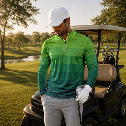 Horizontal Lines Gradient Men Quarter-zip Pullover
