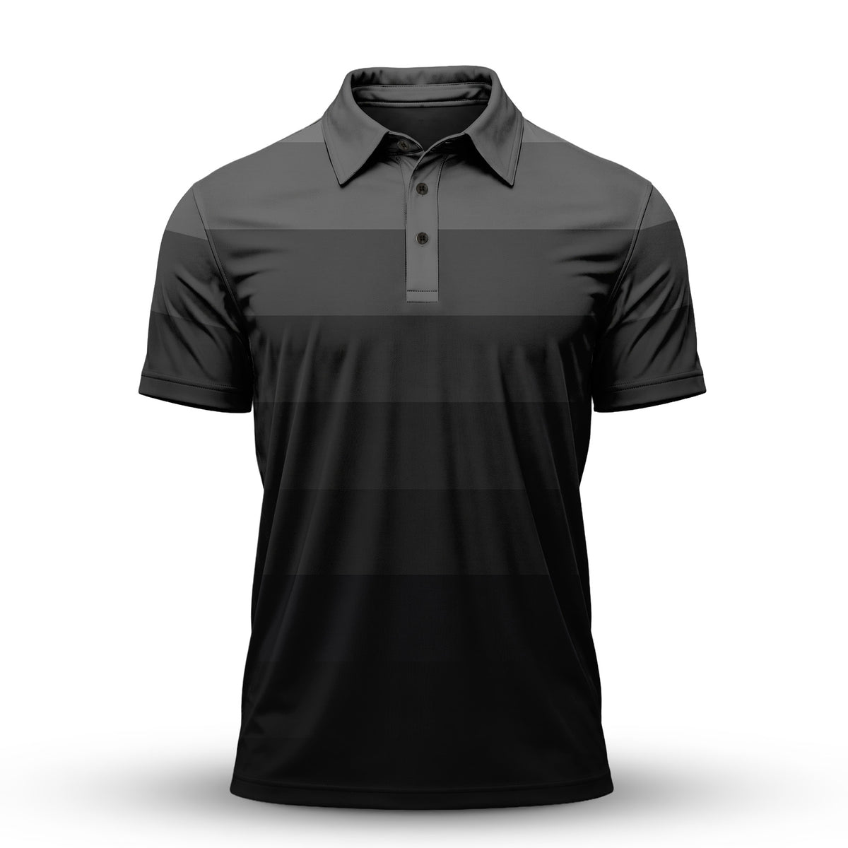 Black Horizontal Lines Gradient Men Polo Shirt