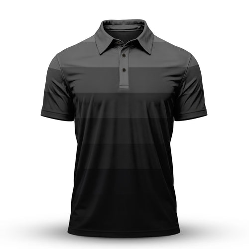 Black Horizontal Lines Gradient Men Polo Shirt