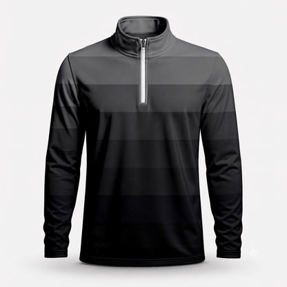 Black Horizontal Lines Gradient Men Quarter-zip Pullover