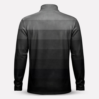 Black Horizontal Lines Gradient Men Quarter-zip Pullover