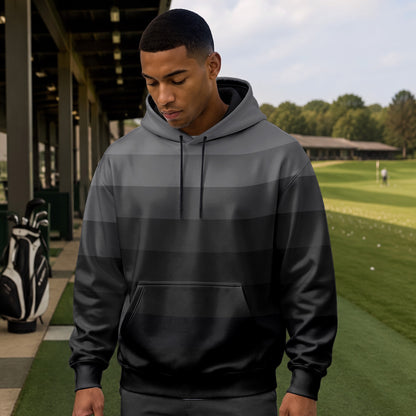 Black Horizontal Lines Gradient Men Hoodie
