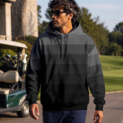 Black Horizontal Lines Gradient Men Hoodie