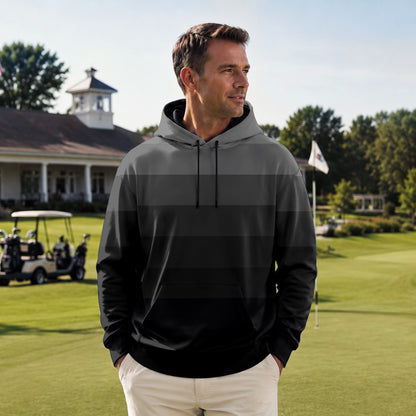 Black Horizontal Lines Gradient Men Hoodie