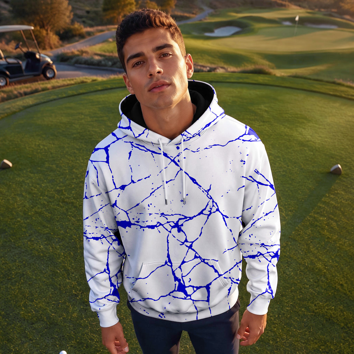 Blue Paint Flakes 2027  Men Hoodie