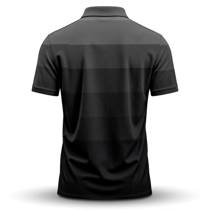 Black Horizontal Lines Gradient Men Polo Shirt