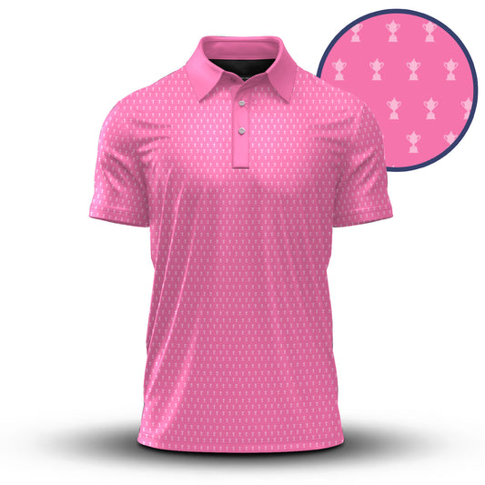 2027  Trophy Pattern Pink Men Polo Shirt